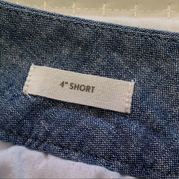 LOFT Outlet Blue Chambray Flat Front 4" Shorts - Picture 6 of 7